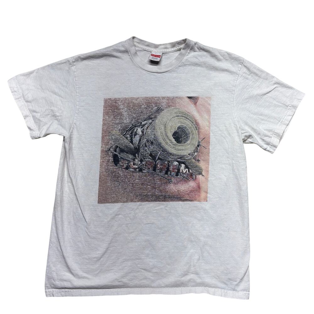 Supreme Shirt Large White Made in USA Y2K 2000s Streetwear Braces